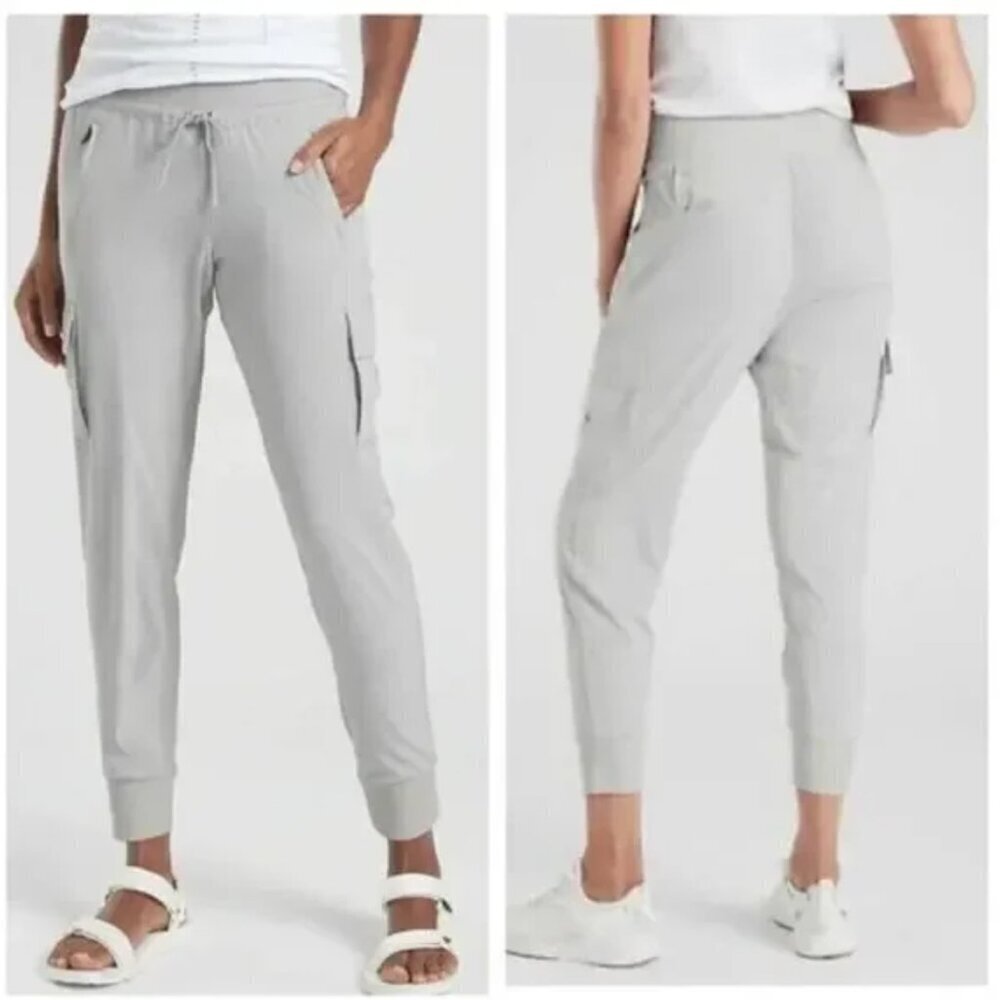 Athleta Sutton Jogger Pant Lightweight Cargo Light Grey